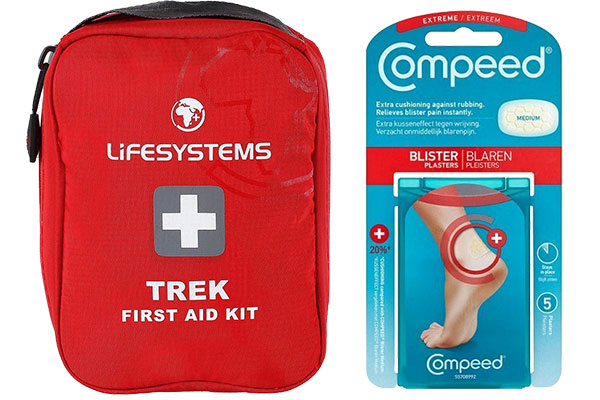 first aid kit with blister plasters